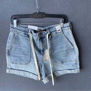 Judy Blue Light Wash High Waist Cuffed Jogger Denim Shorts